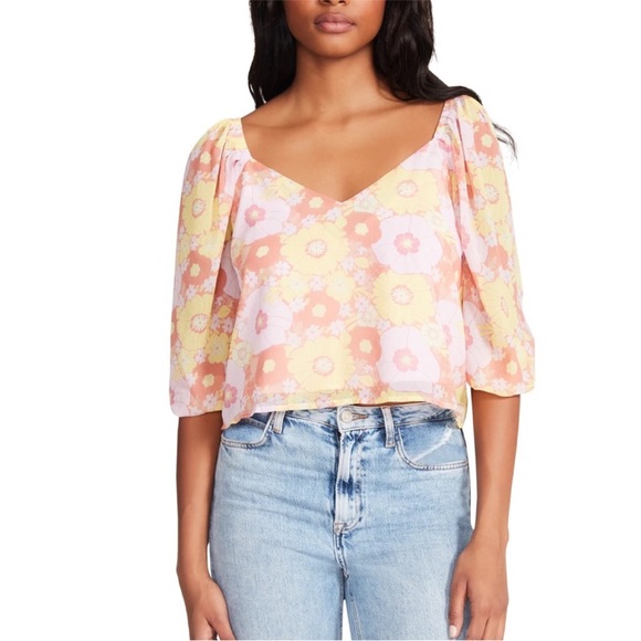 NWT Steve Madden Stevie Top in Pink Floral - Picture 4 of 12